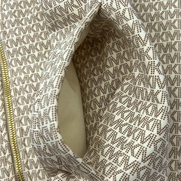 MICHAEL Michael Kors Logo Organic Cotton Blend Zip-Up Hoodie Bone - Picture 5 of 15